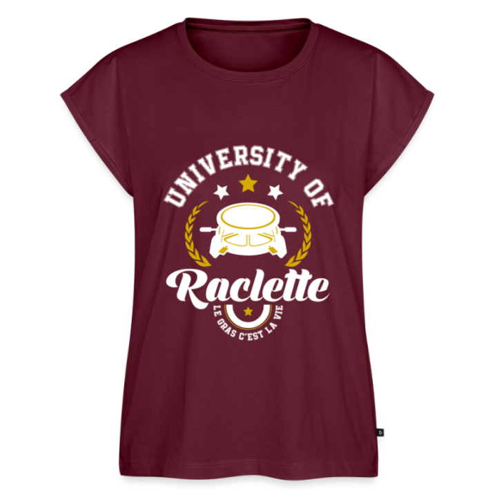 T-shirt à manches retroussées femme - University of raclette - bourgogne - front