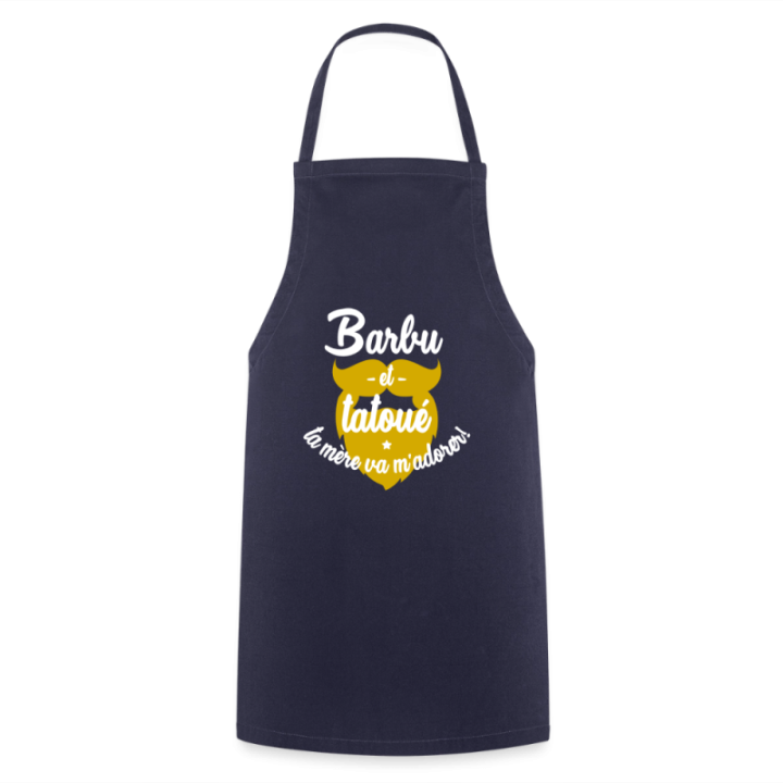 Tablier de cuisine - Barbu et tatoué: Ta mère va m'adorer - marine - front