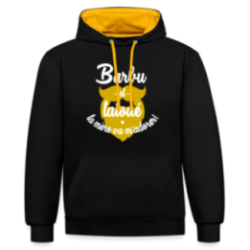Sweat-shirt à capuche contrasté unisexe - Barbu et tatoué: Ta mère va m'adorer