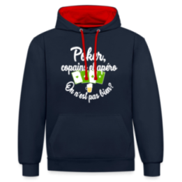 Sweat-shirt à capuche contrasté unisexe - Poker