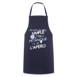 Tablier de cuisine - Un mec simple: Pétanque et apéro - marine - front
