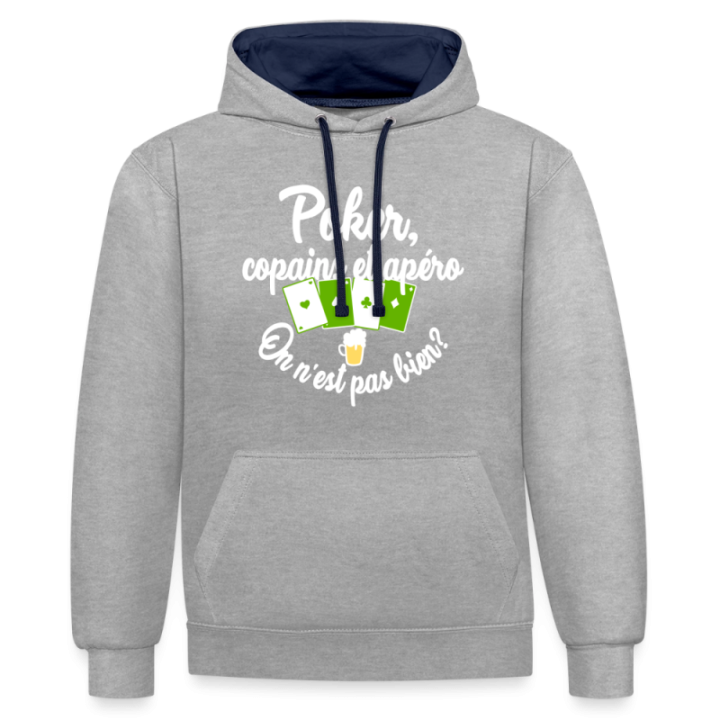 Sweat-shirt à capuche contrasté unisexe - Poker