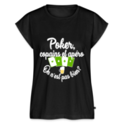 T-shirt à manches retroussées femme - Poker, copains et apéro