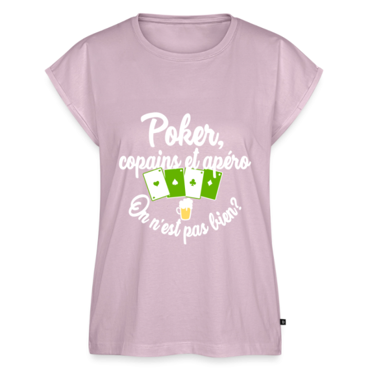 T-shirt à manches retroussées femme - Poker