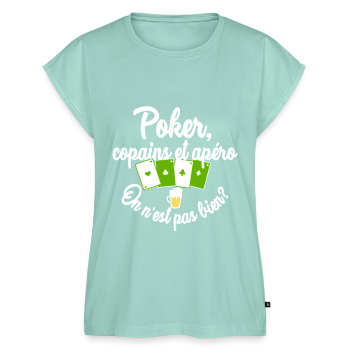 T-shirt à manches retroussées femme - Poker