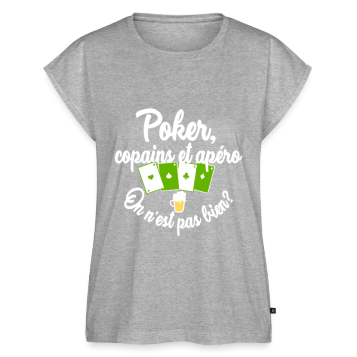 T-shirt à manches retroussées femme - Poker