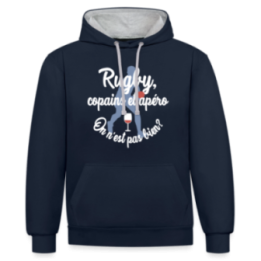 Sweat-shirt à capuche contrasté unisexe - Rugby