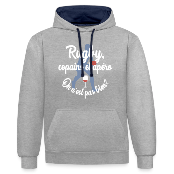 Sweat-shirt à capuche contrasté unisexe - Rugby