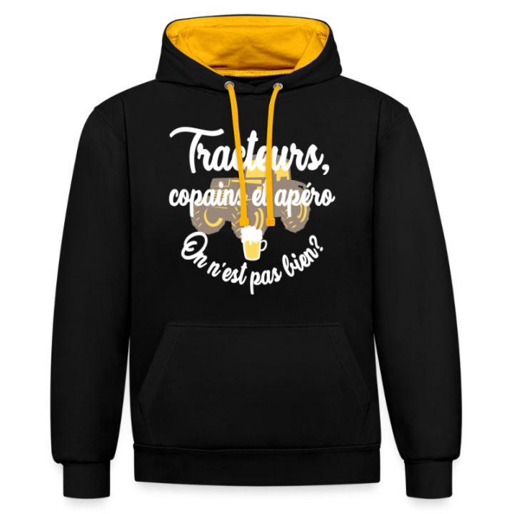 Sweat-shirt à capuche contrasté unisexe - Tracteurs