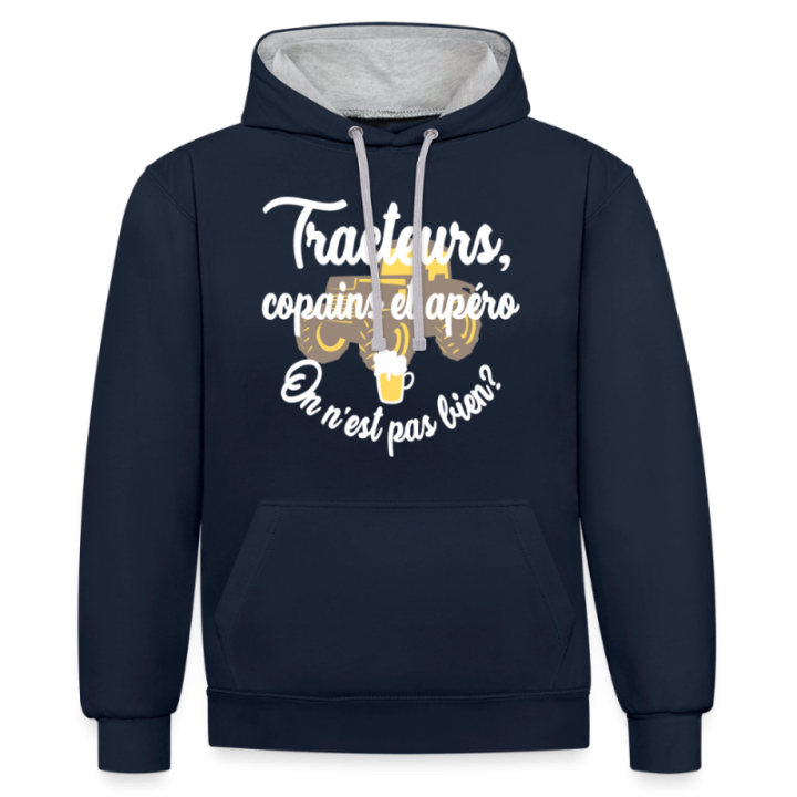Sweat-shirt à capuche contrasté unisexe - Tracteurs