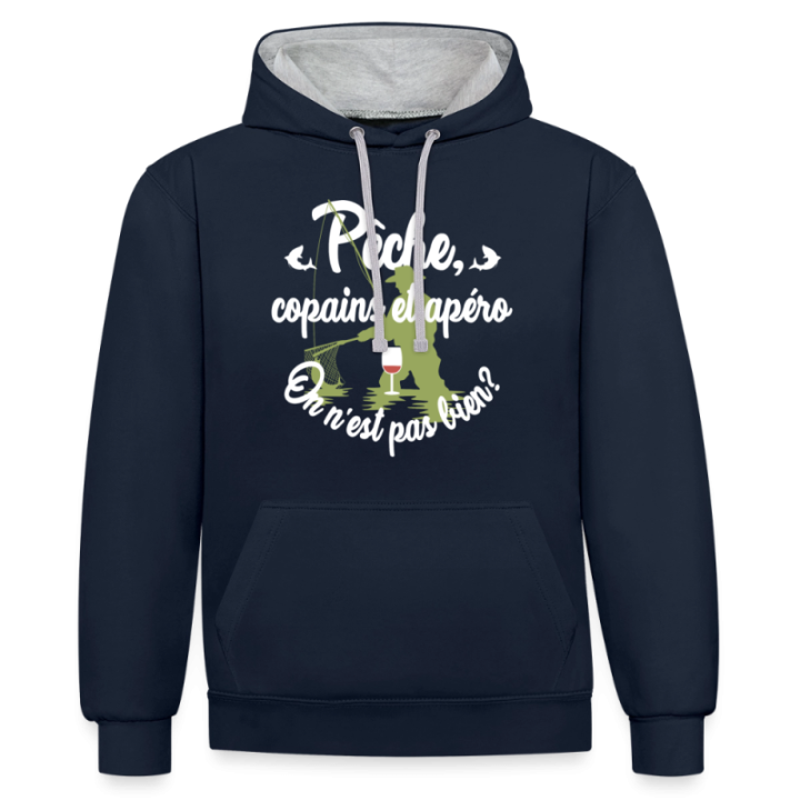 Sweat-shirt à capuche contrasté unisexe - Pêche