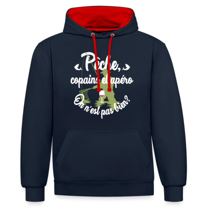 Sweat-shirt à capuche contrasté unisexe - Pêche