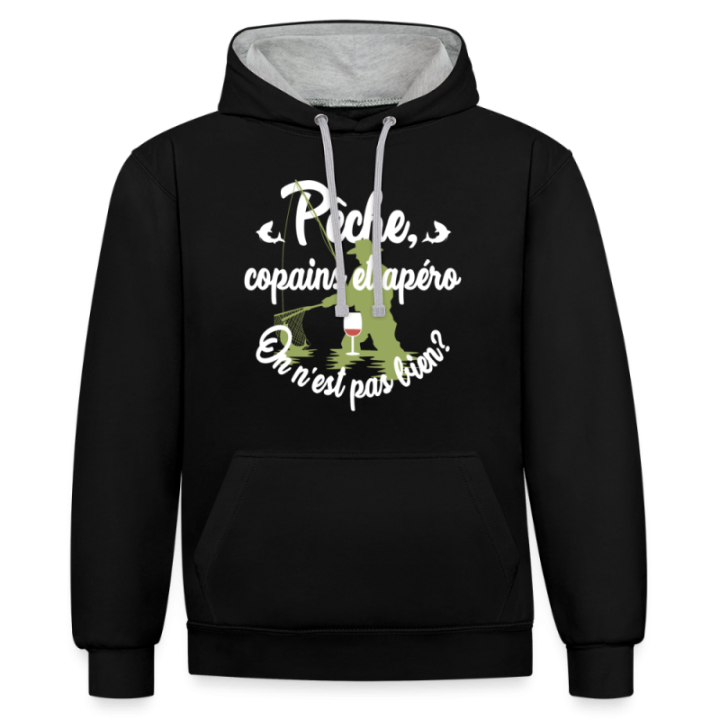 Sweat-shirt à capuche contrasté unisexe - Pêche