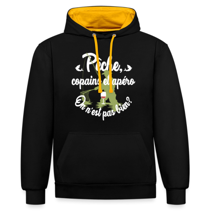 Sweat-shirt à capuche contrasté unisexe - Pêche