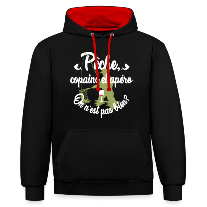Sweat-shirt à capuche contrasté unisexe - Pêche
