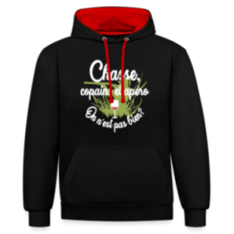 Sweat-shirt à capuche contrasté unisexe - Chasse