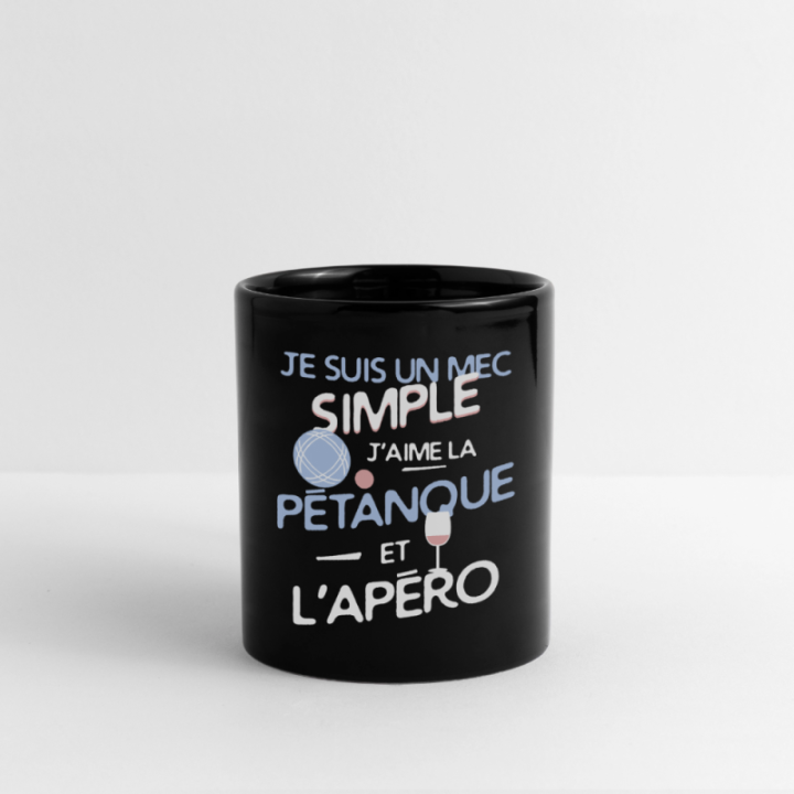 Mug uni - Un mec simple: Pétanque et apéro - noir - front
