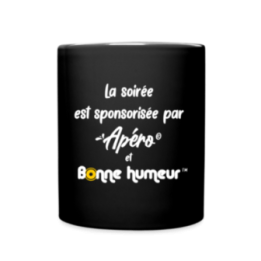 Mug uni - Soirée apéro et bonne humeur - noir - front