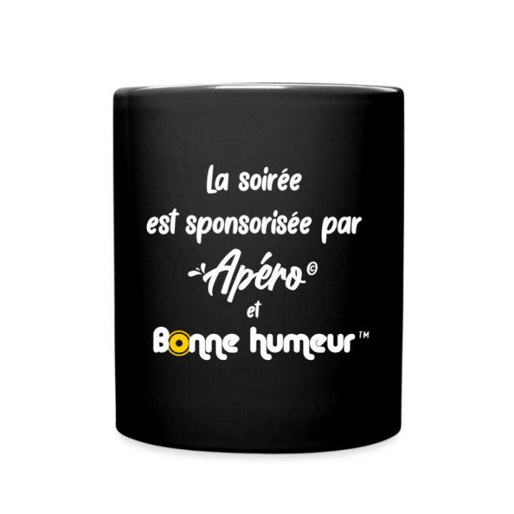Mug uni - Soirée apéro et bonne humeur - noir - front