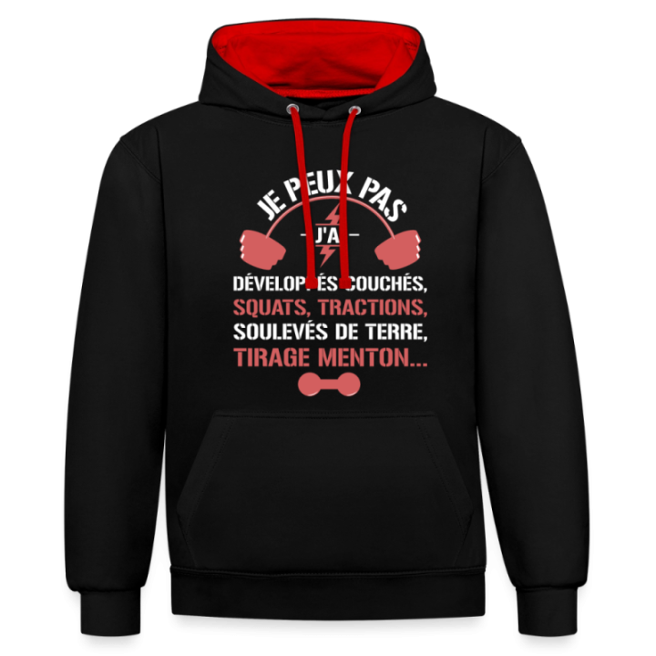  j'ai développés couchés - squats - tractions - noir/rouge - front