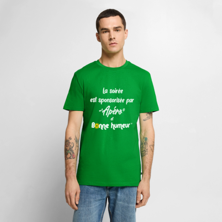 T-shirt premium homme - Soirée apéro et bonne humeur - vert - front