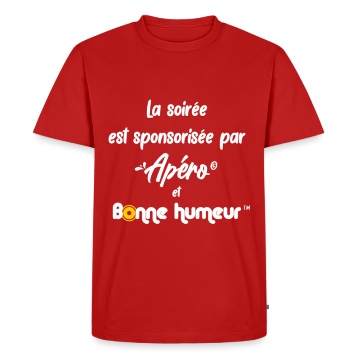 T-shirt premium homme - Soirée apéro et bonne humeur - rouge - front