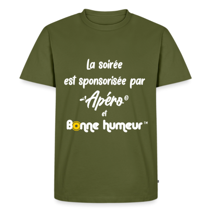 T-shirt premium homme - Soirée apéro et bonne humeur - kaki - front