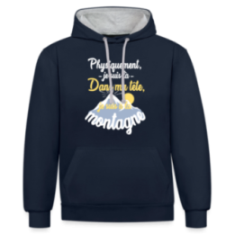 Sweat-shirt à capuche contrasté unisexe - Dans ma tête