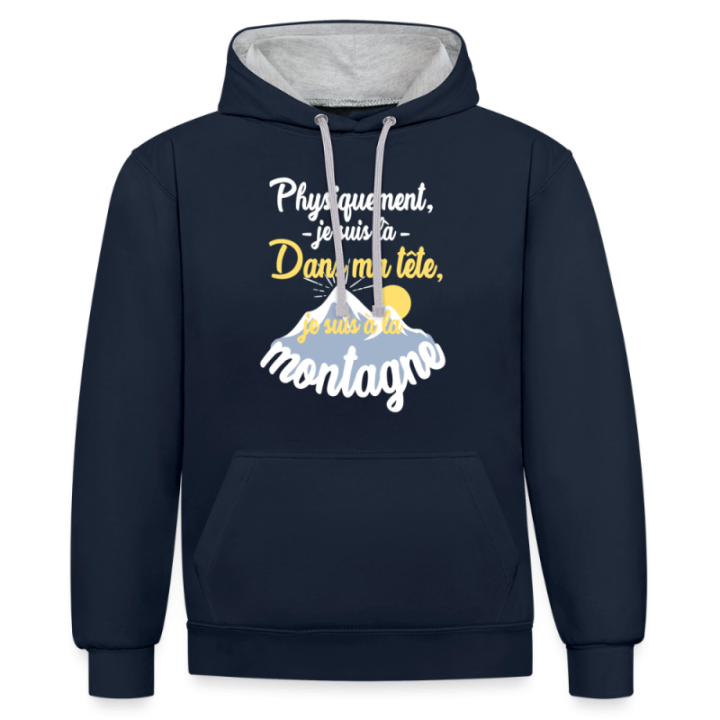 Sweat-shirt à capuche contrasté unisexe - Dans ma tête