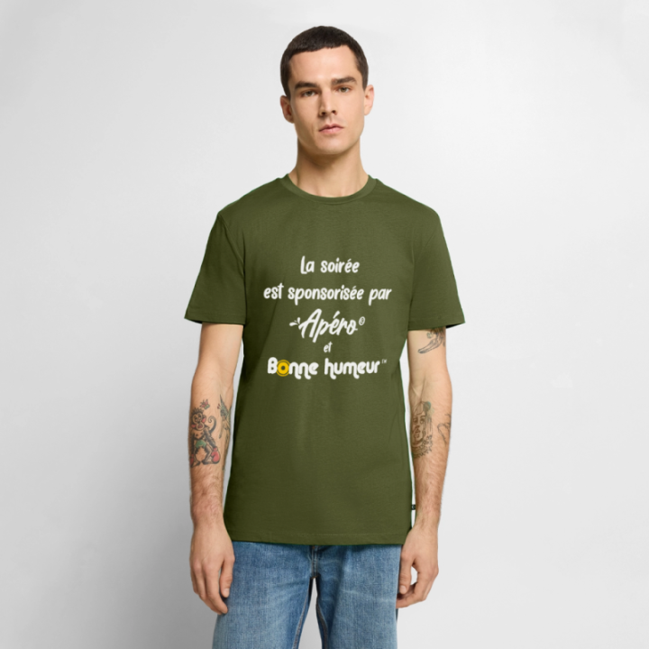 T-shirt premium homme - Soirée apéro et bonne humeur - kaki - front