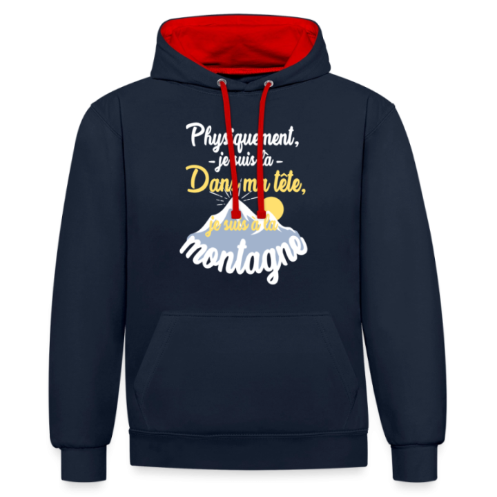 Sweat-shirt à capuche contrasté unisexe - Dans ma tête