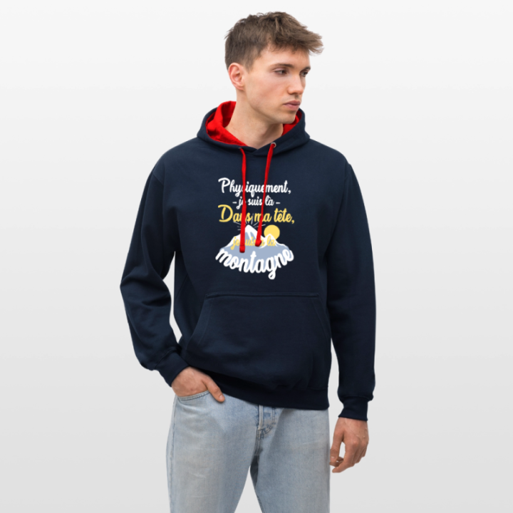 je suis à la montagne - bleu marine/gris chiné - front