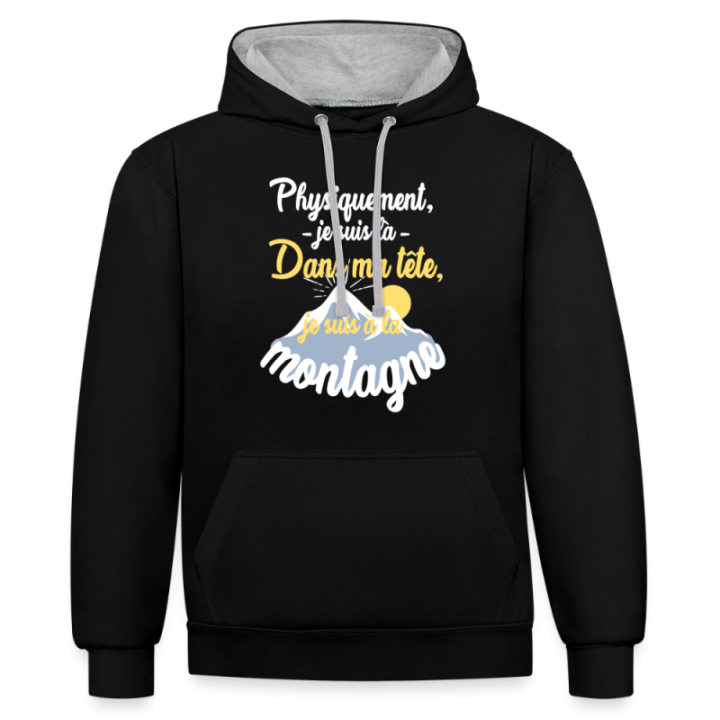 Sweat-shirt à capuche contrasté unisexe - Dans ma tête