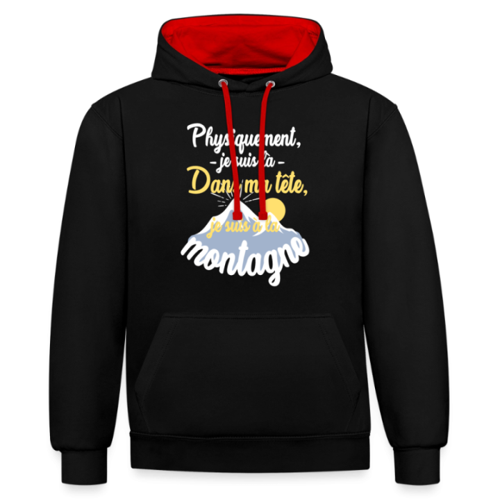 Sweat-shirt à capuche contrasté unisexe - Dans ma tête