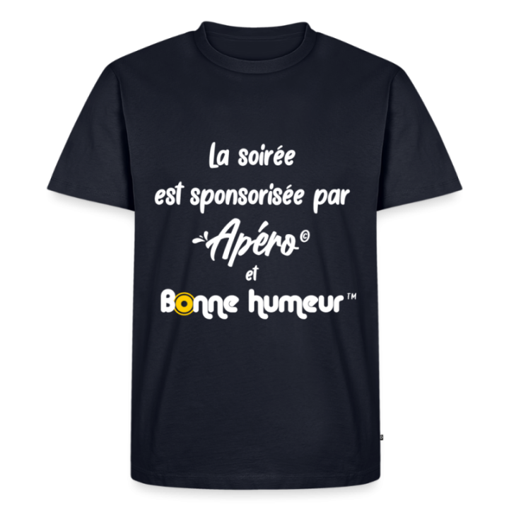 T-shirt premium homme - Soirée apéro et bonne humeur - bleu marine - front