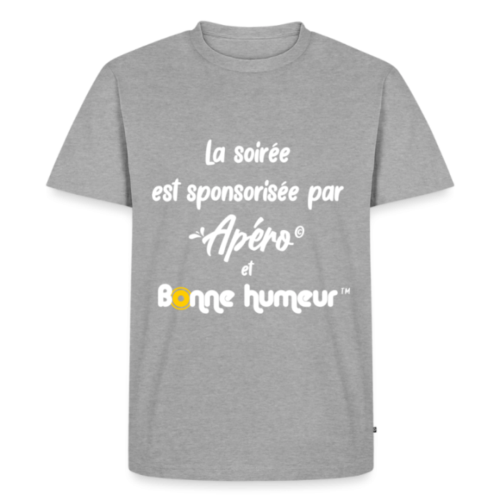 T-shirt premium homme - Soirée apéro et bonne humeur - gris chiné - front