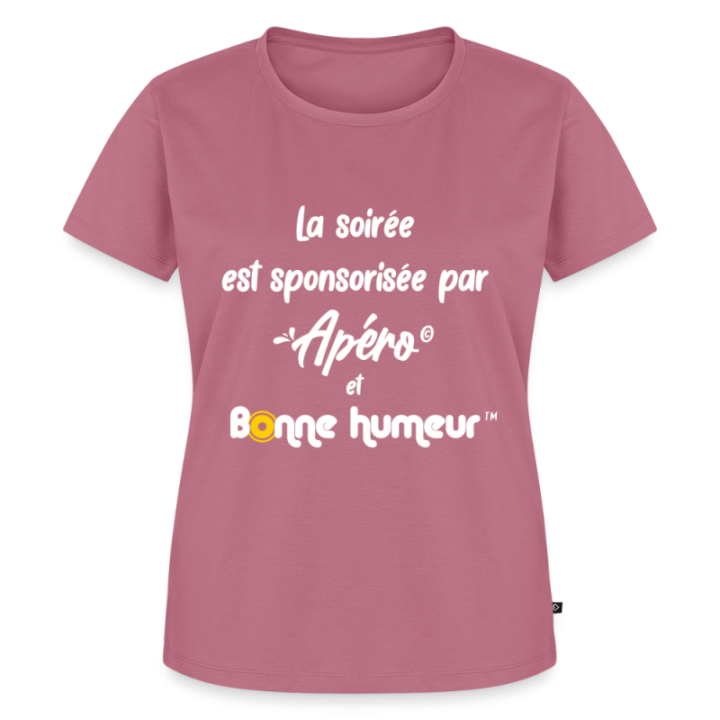 T-shirt premium femme - Soirée apéro et bonne humeur - mauve - front