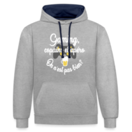 Sweat-shirt à capuche contrasté unisexe - Gaming