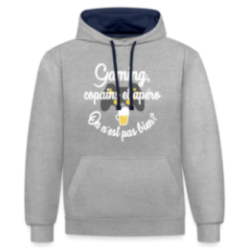 Sweat-shirt à capuche contrasté unisexe - Gaming, copains et apéro