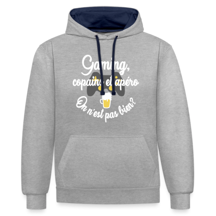 Sweat-shirt à capuche contrasté unisexe - Gaming