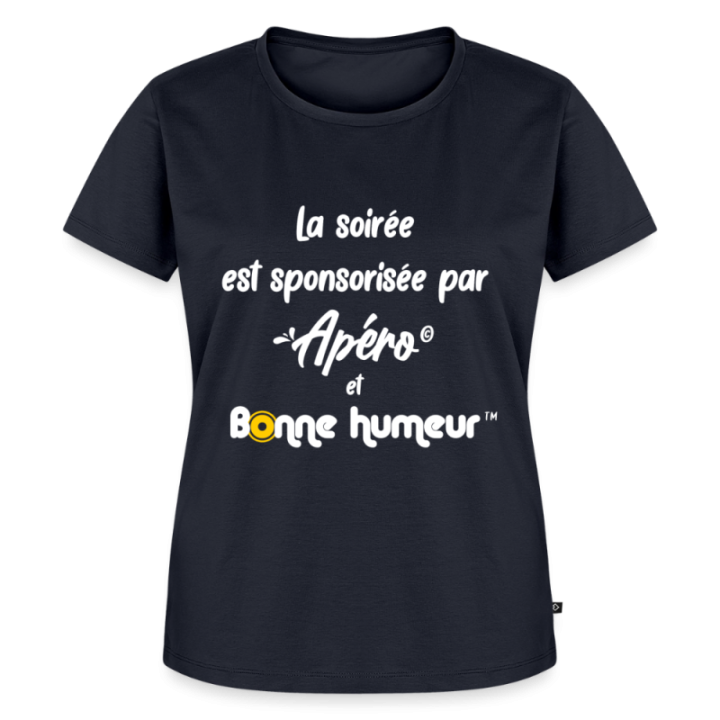 T-shirt premium femme - Soirée apéro et bonne humeur - bleu marine - front