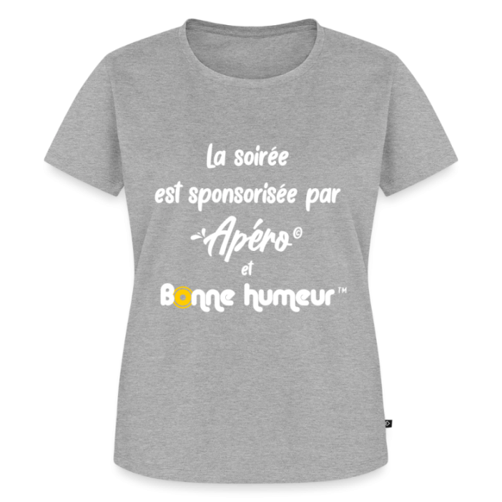 T-shirt premium femme - Soirée apéro et bonne humeur - gris chiné - front
