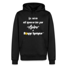 Sweat-shirt à capuche premium homme - Soirée apéro et bonne humeur - noir - front