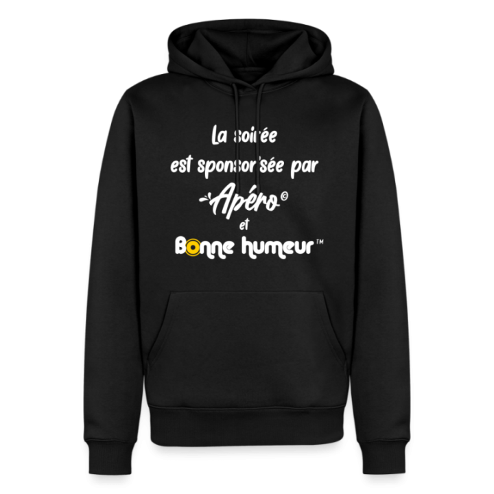 Sweat-shirt à capuche premium homme - Soirée apéro et bonne humeur - noir - front