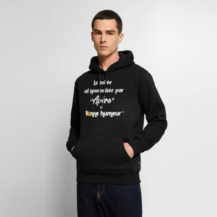 Sweat-shirt à capuche premium homme - Soirée apéro et bonne humeur - noir - front