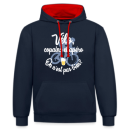 Sweat-shirt à capuche contrasté unisexe - Vélo