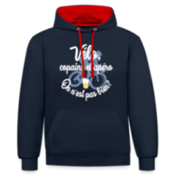Sweat-shirt à capuche contrasté unisexe - Vélo, copains et apéro