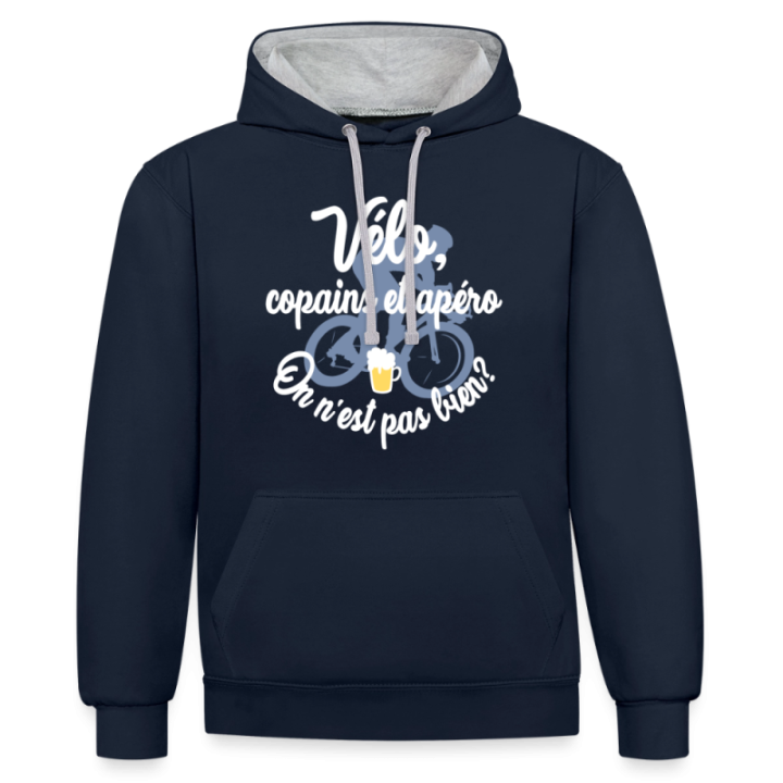 Sweat-shirt à capuche contrasté unisexe - Vélo