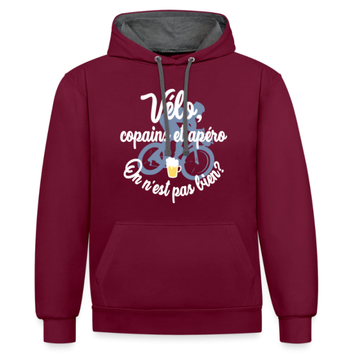 Sweat-shirt à capuche contrasté unisexe - Vélo