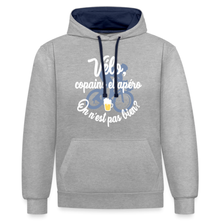 Sweat-shirt à capuche contrasté unisexe - Vélo